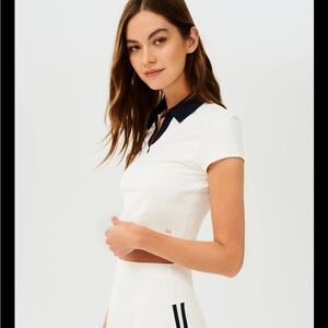 splits59 airweight cropped polo tee - white